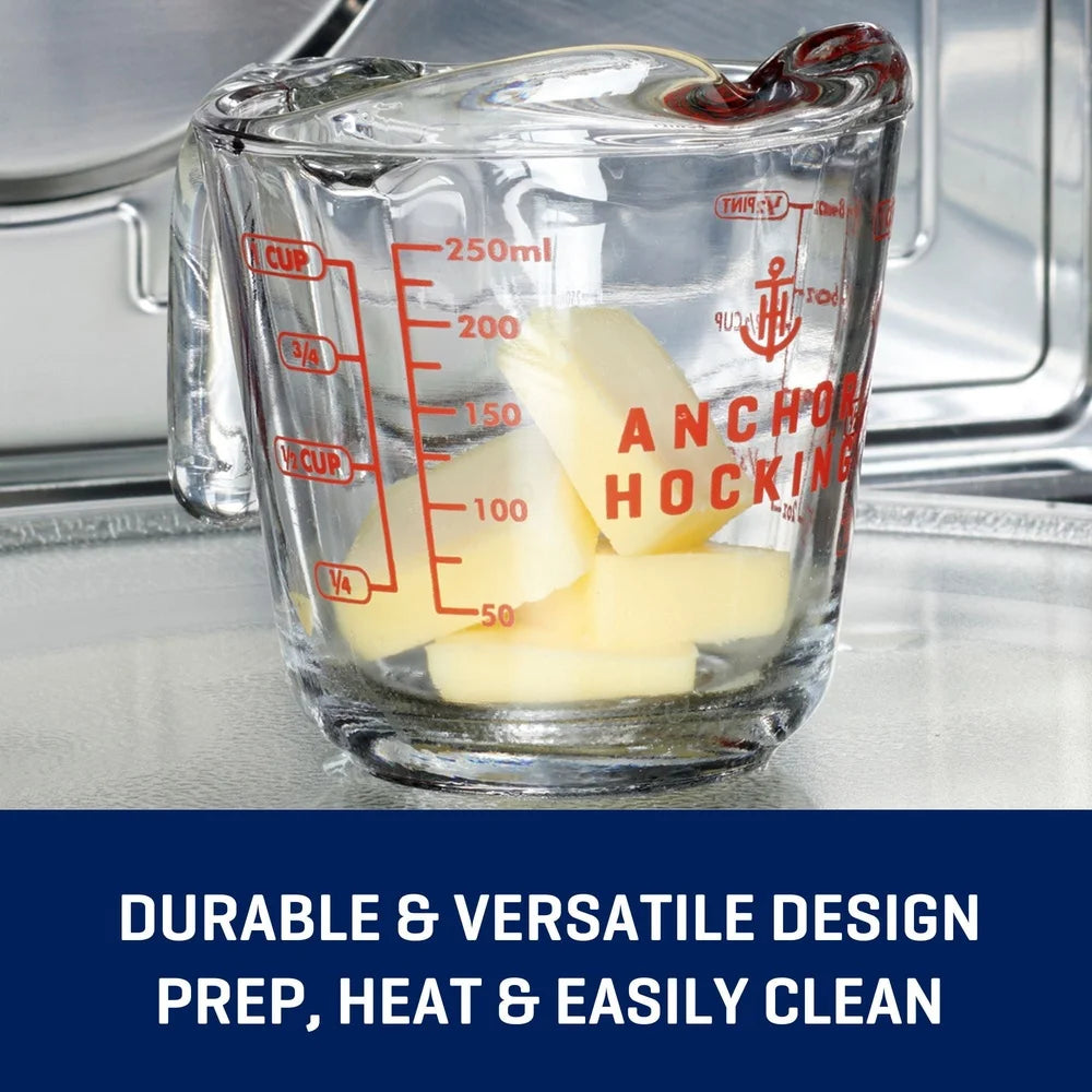 Durable Glass Measuring Cup 4 Cup Microwave Dishwasher Safe Easy Read Red Markings Precision Cooking Baking and Mixing