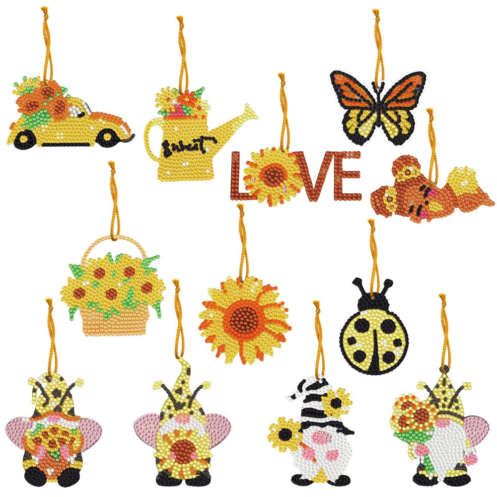 5/10Pcs/set Christmas Decor Diamond Painting Pendant Special-shaped Drill 5D DIY Hanging Ornament Spot Drill Cartoon Single Side
