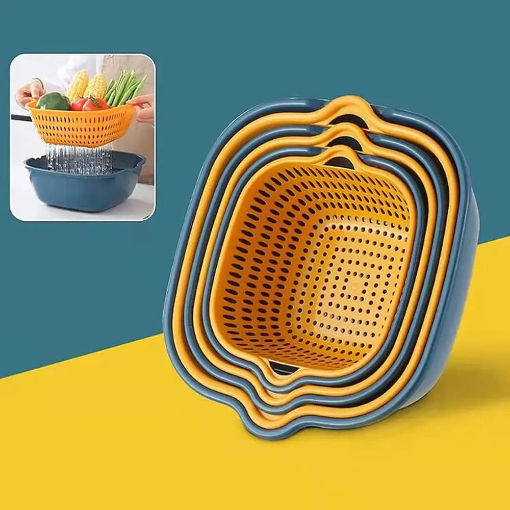 6Pcs Kitchen Multi-Layer Fruits Vegetable Washing Basket Kits/Kitchen Sink Colander Set/for Soaking and Washing Placing Fruit/Ve