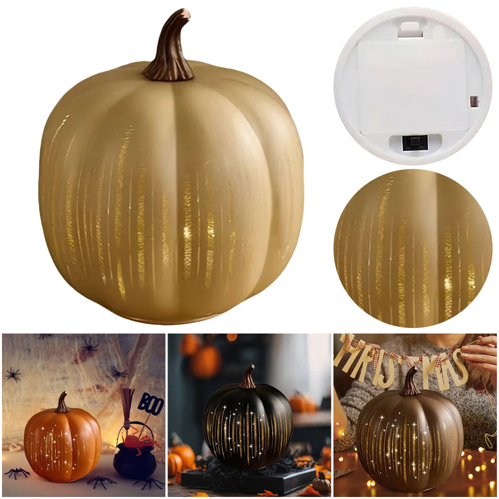 Twinkle Light Pumpkins with Timer Starry Night Pumpkins Glass Halloween Pumpkin Lamp Light for Home Bedroom Bathroom Hallway