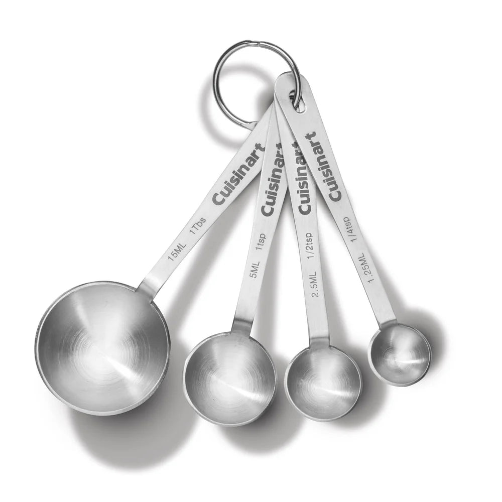 Stainless Steel Measuring Spoons Set of 4 Dishwasher Safe Kitchen Tools with Storage Ring Teaspoon and Tablespoon Included