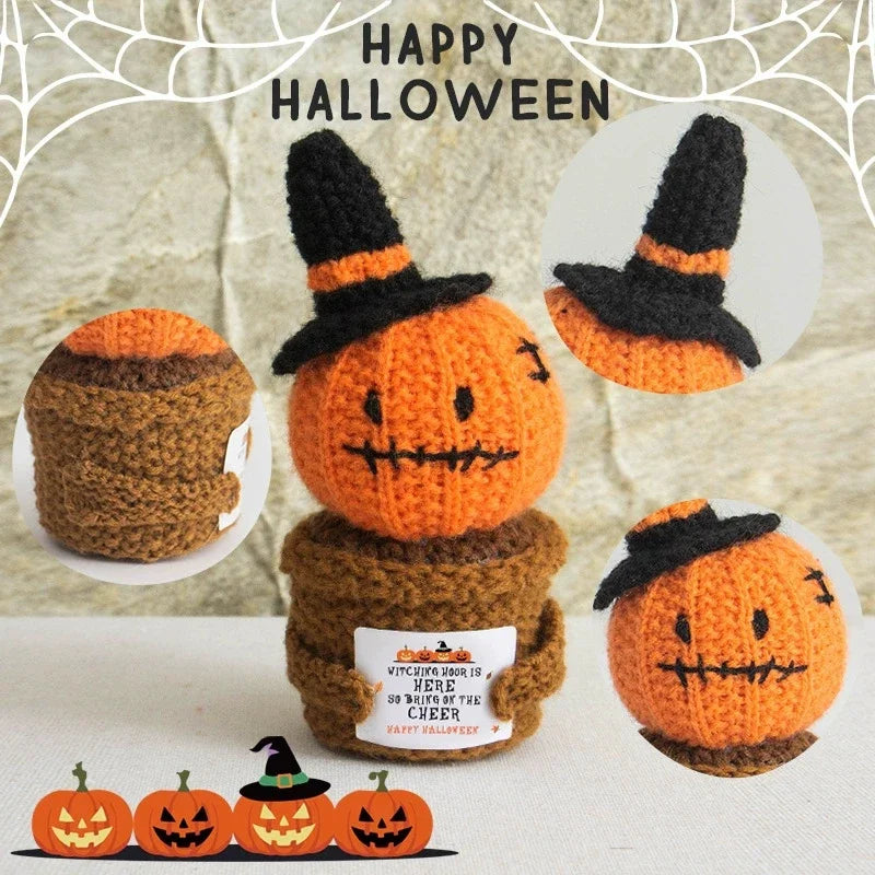 Halloween Pumpkins Crochet Punpkin Ghost Sunflower Desktop Ornament Decoration Halloweren Gift Potted Plant Summerween