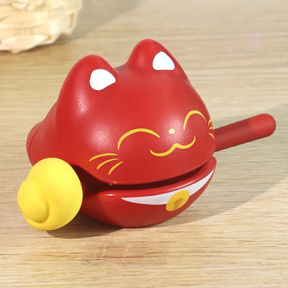 Decompression Wooden Fish Lucky Cat Wooden Fish Soundmaking Percussion Instrument Fortunate Wooden Fish Cat Figurines Decor