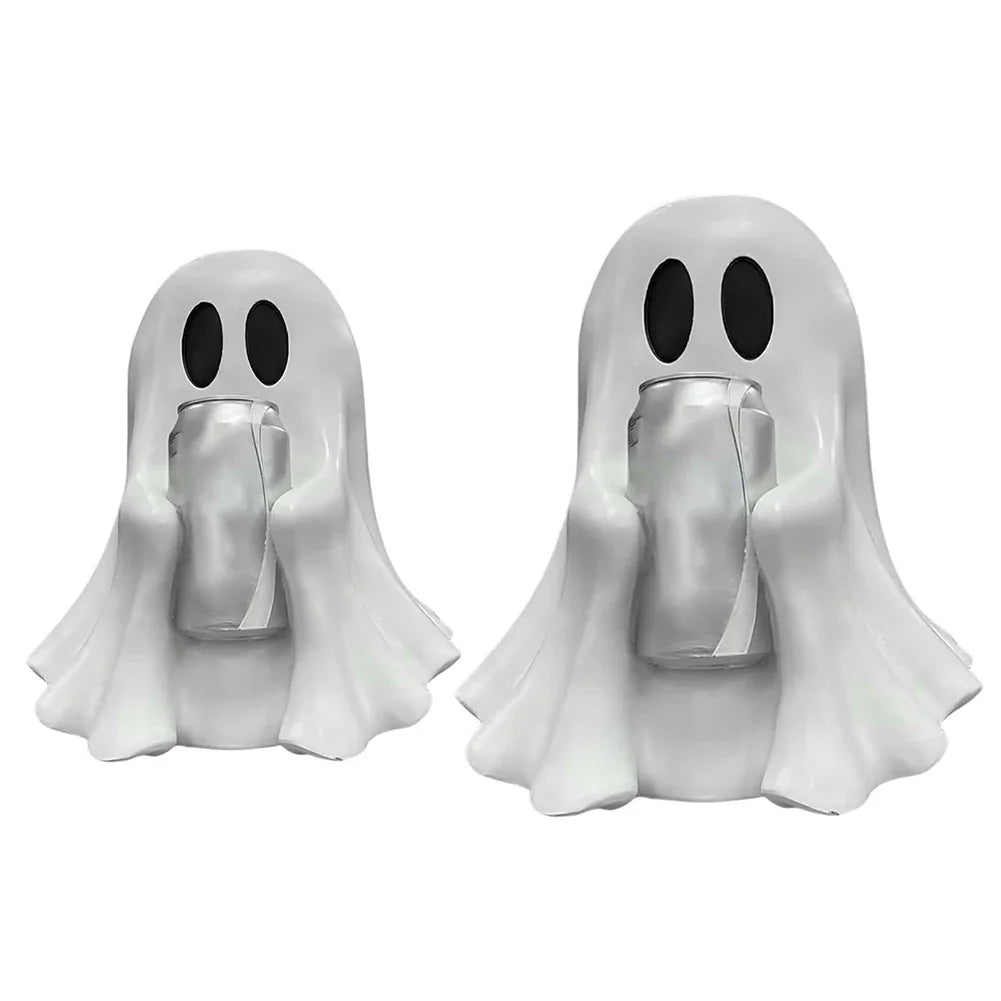 Halloween Ghost Can Holder Spooky Decor Drink Holder Cute Ghost Drink Holder Ghost Beverage Holder for Parties Gatherings