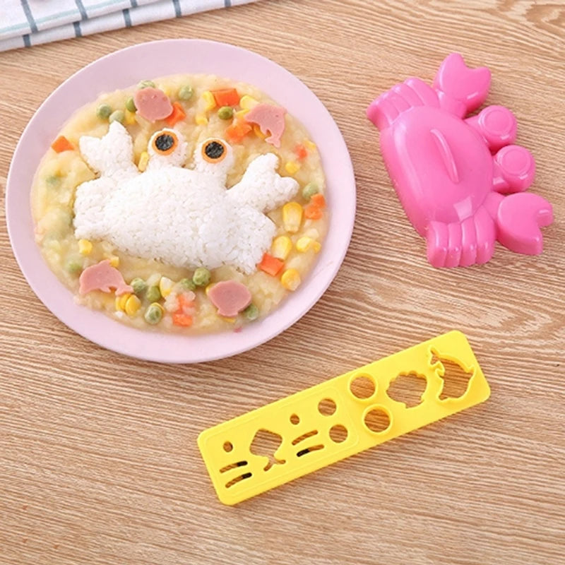 4PCS DIY Sandwich Rice Ball Mold Cartoon Marine Animals Sushi Mold Kitchen Gadgets Baby Kids Breakfast Sushi Bento Accessories