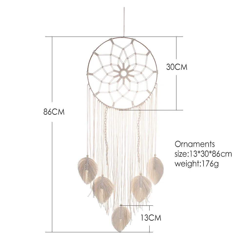 Nordic Bamboo Ring Cotton Thread Woven Tapestry Bohemian Wall Hanging Pendant Bedroom Living Room Decor