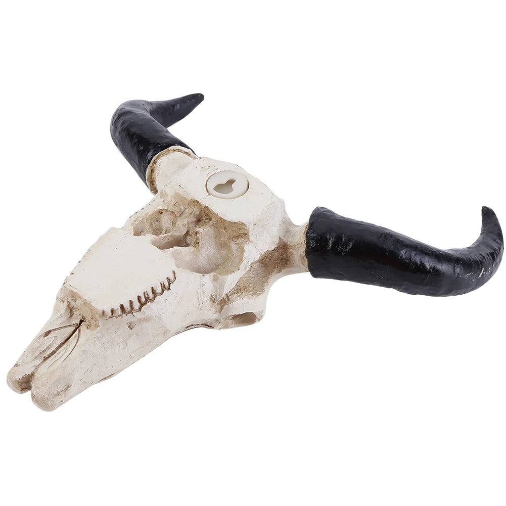 Longhorn Cow Skull Head Ornament Wall Hanging Animal Wildlife Sculpture Figurines Crafts Realistic for Home Halloween Decor