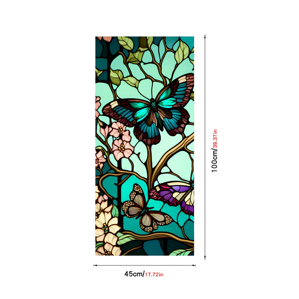 1 Sheet Window Privacy Film Floral, Removable Butterfly Window Stickers Privacy Decor Glass Window Cling Decals for Bathroom