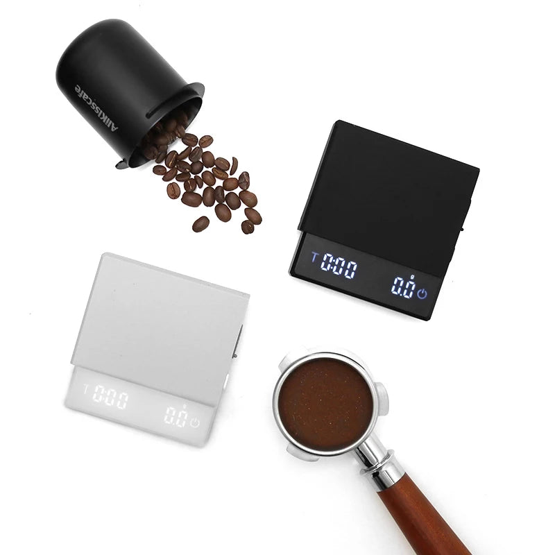 AliKisscafe Kitchen Coffee Scale Digital Scale With Timer Rechargeable Electronic Precision Espresso Accessory Barista Tool Gift
