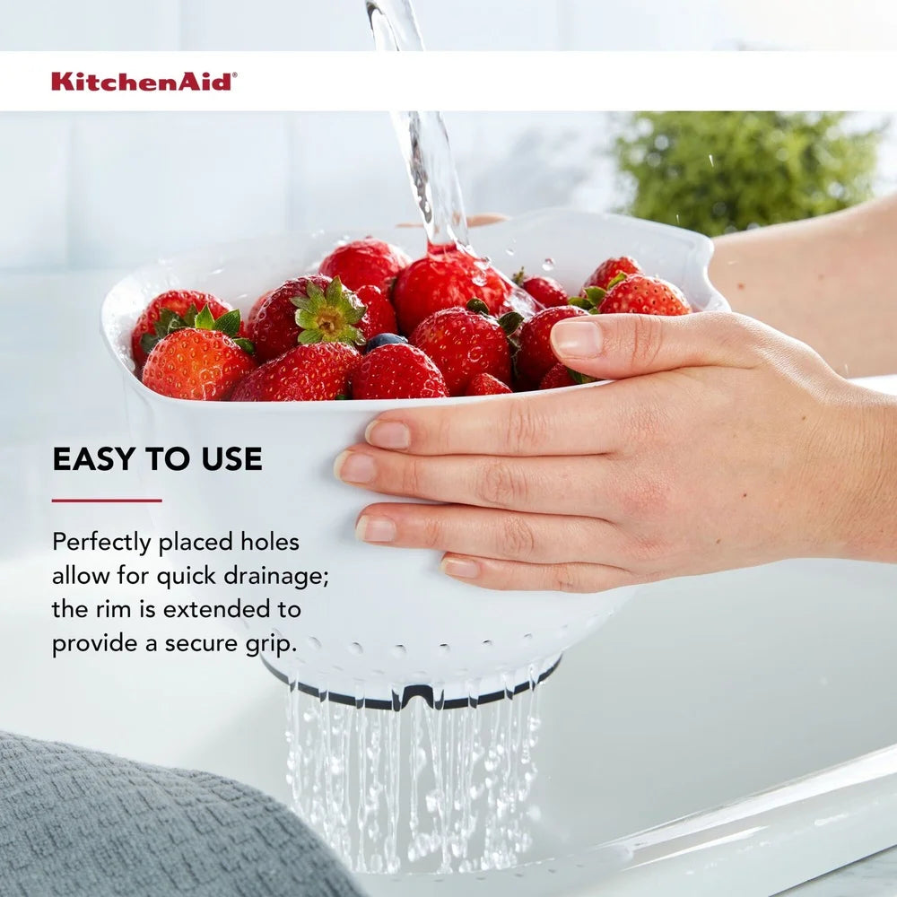 Universal Colander Bowl Straining Fruits Vegetables Pasta Nonslip Base Drainage