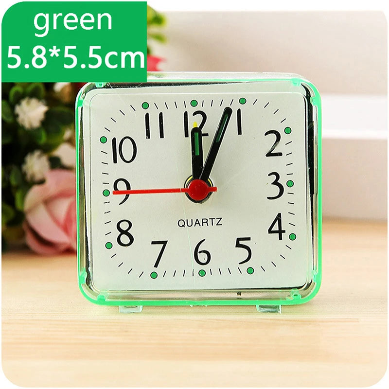 Bedside Student Alarm Clock Analog Alarm Square Crystal Candy Color Desktop Decor Clock Bedroom Electronic Alarm Clock
