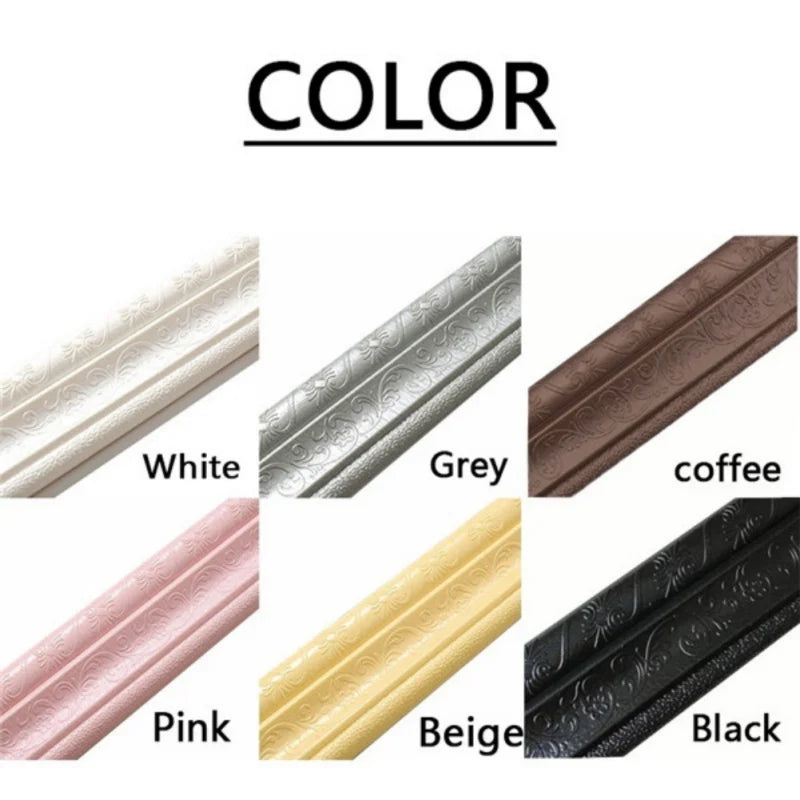 Self Adhesive Flexible Foam Molding Trim Wallpaper Border 3D Decorative Wall Lines Peel and Stick Trim for Home Hotel DIY Decor