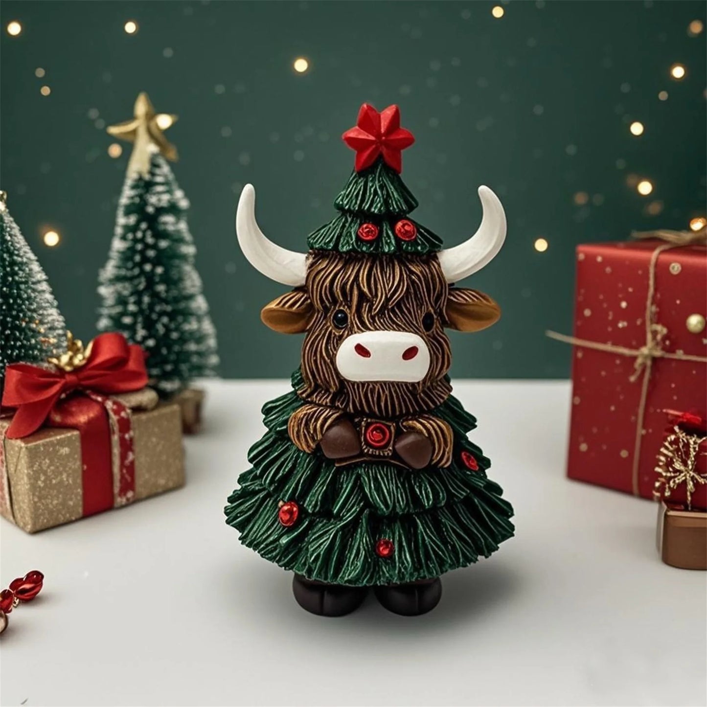 Christmas Reindeer Figurine Holiday Decor Elk Statue Ornament for Home Office Tabletop Decoration Gift 2021