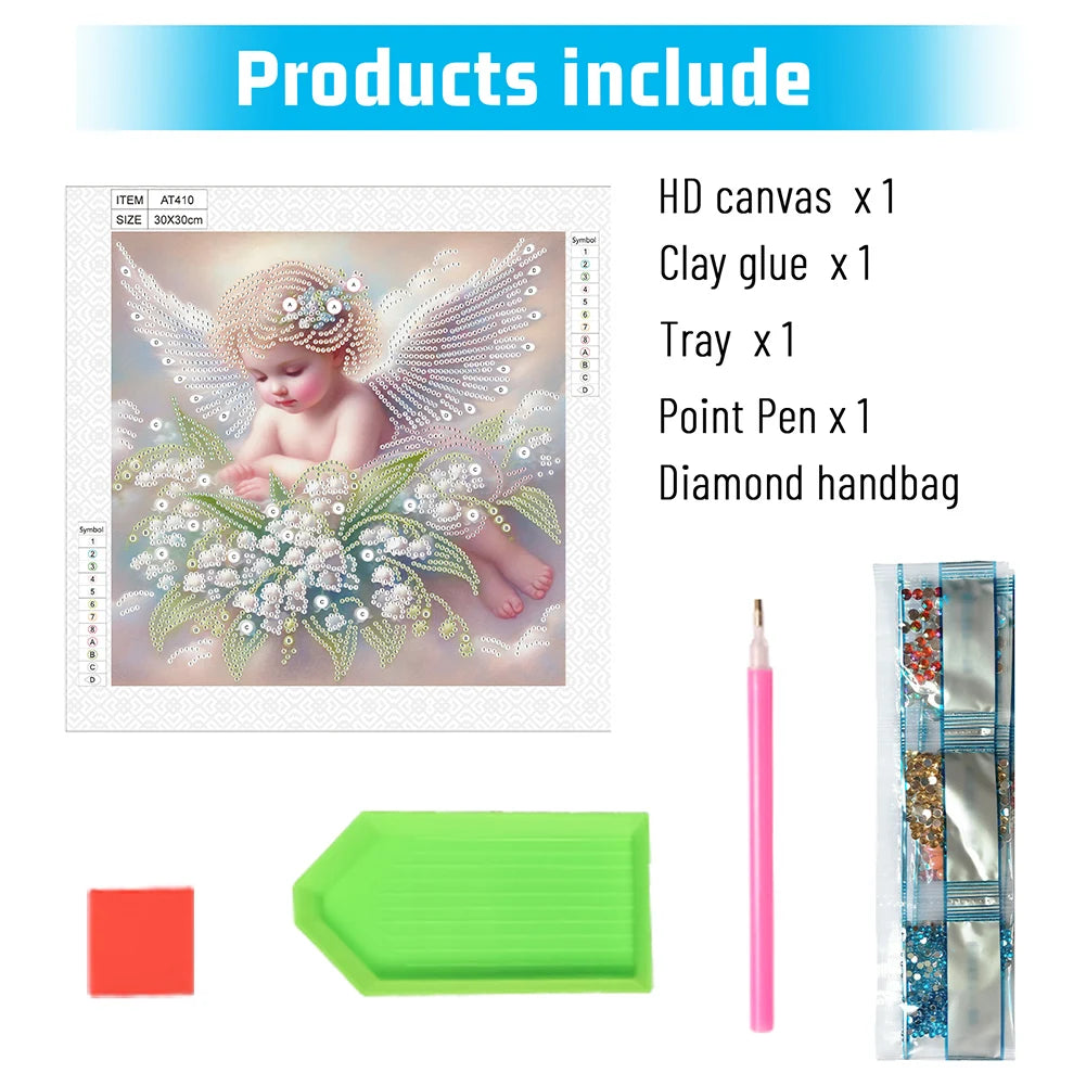 5D DIY Partial Special Shaped Drill Diamond Painting Kit Angel Child Decoration