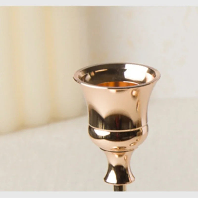 3pc Candlestick Holders Kit Brass Gold Candlestick Set Candle Holders Decorative Candlestick Stand for Wedding Party Dinning