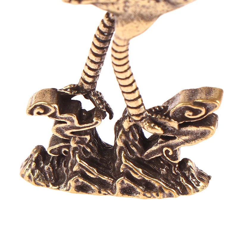 1Pc Brass Crane Figurines Miniatures Desktop Ornaments Living Room Decorations Crafts Accessories Small Animal Statue Decor