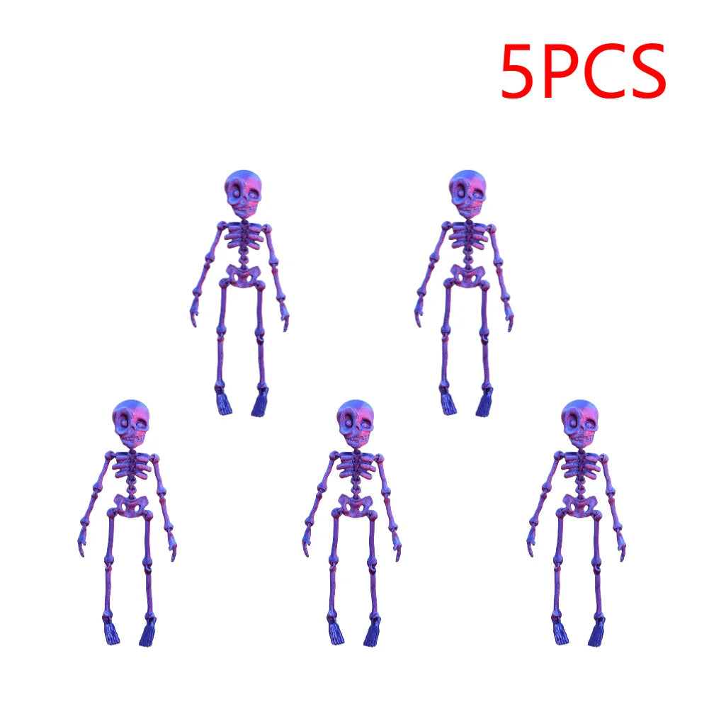 2/5PCS 3D Printed Skeleton Fridge Magnets with Movable Joints Cute Skull Fridge Magnets Home Kitchen Halloween Funny Decoration