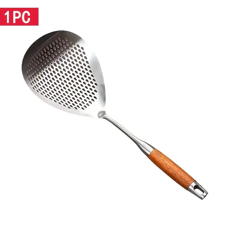 Stainless Steel Fine-Mesh Skimmer - Short Handle Scoop Strainer for Dumpling Soup, Stew & Cooking kitchen utensils