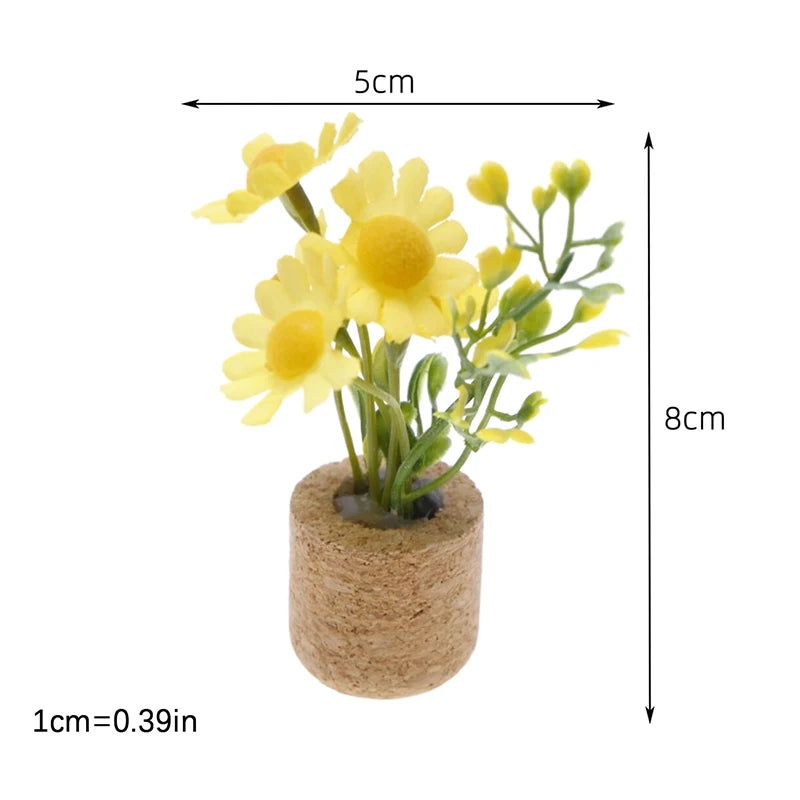 1:12 Dollhouse Simulation Flower Plant Potted Model Doll Home Miniature Green Plants Garden Decor Micro Landscape Ornament
