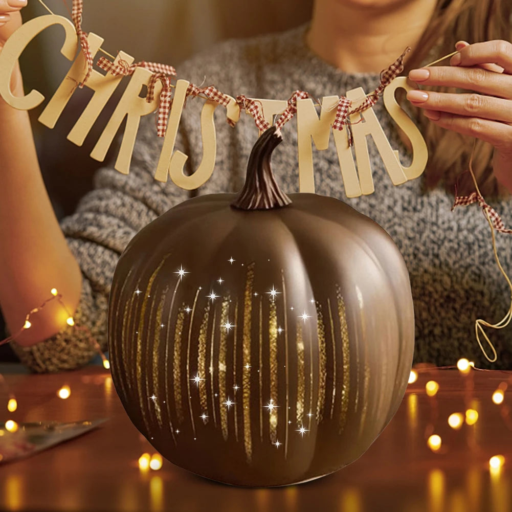 Twinkle Light Pumpkins with Timer Starry Night Pumpkins Glass Halloween Pumpkin Lamp Light for Home Bedroom Bathroom Hallway