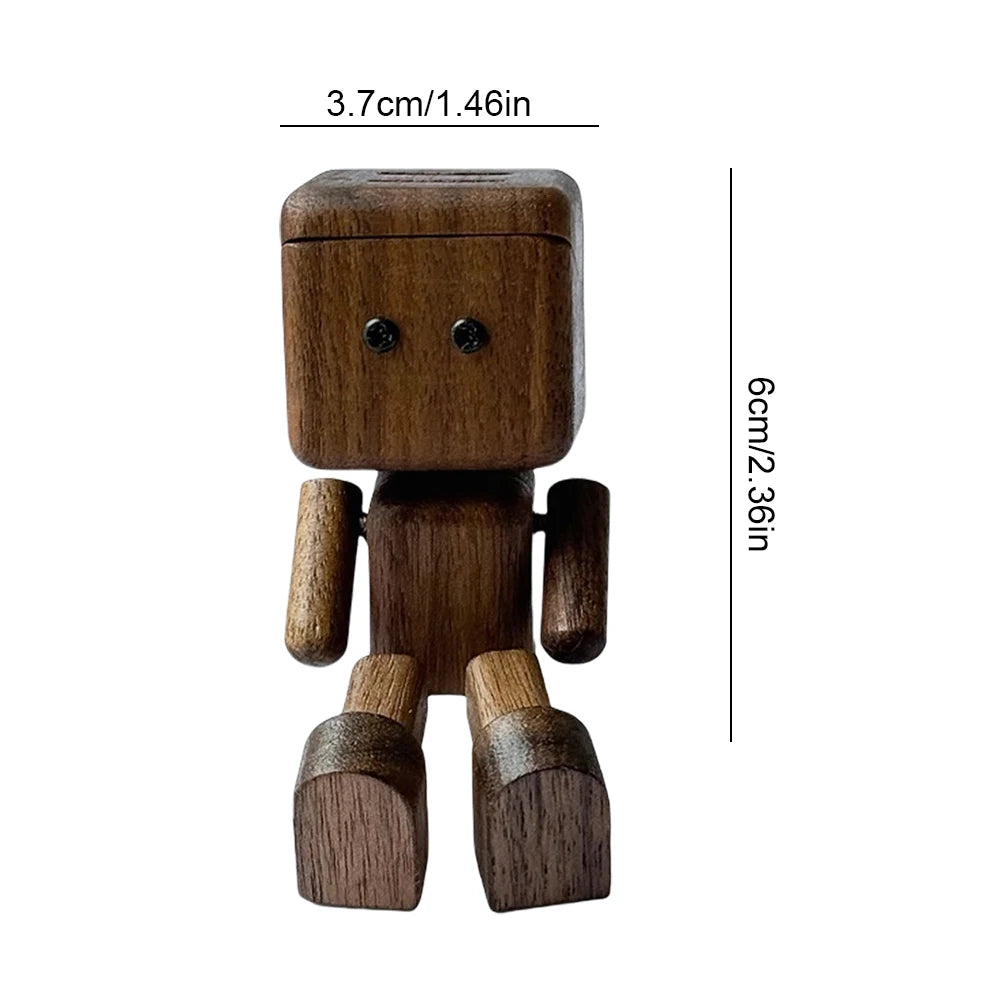 Handmade Shaking Feet Doll Funny Wood Desktop Decor Creative Wooden Man Figurine Handcrafted Statue for Car Dashboard Decor