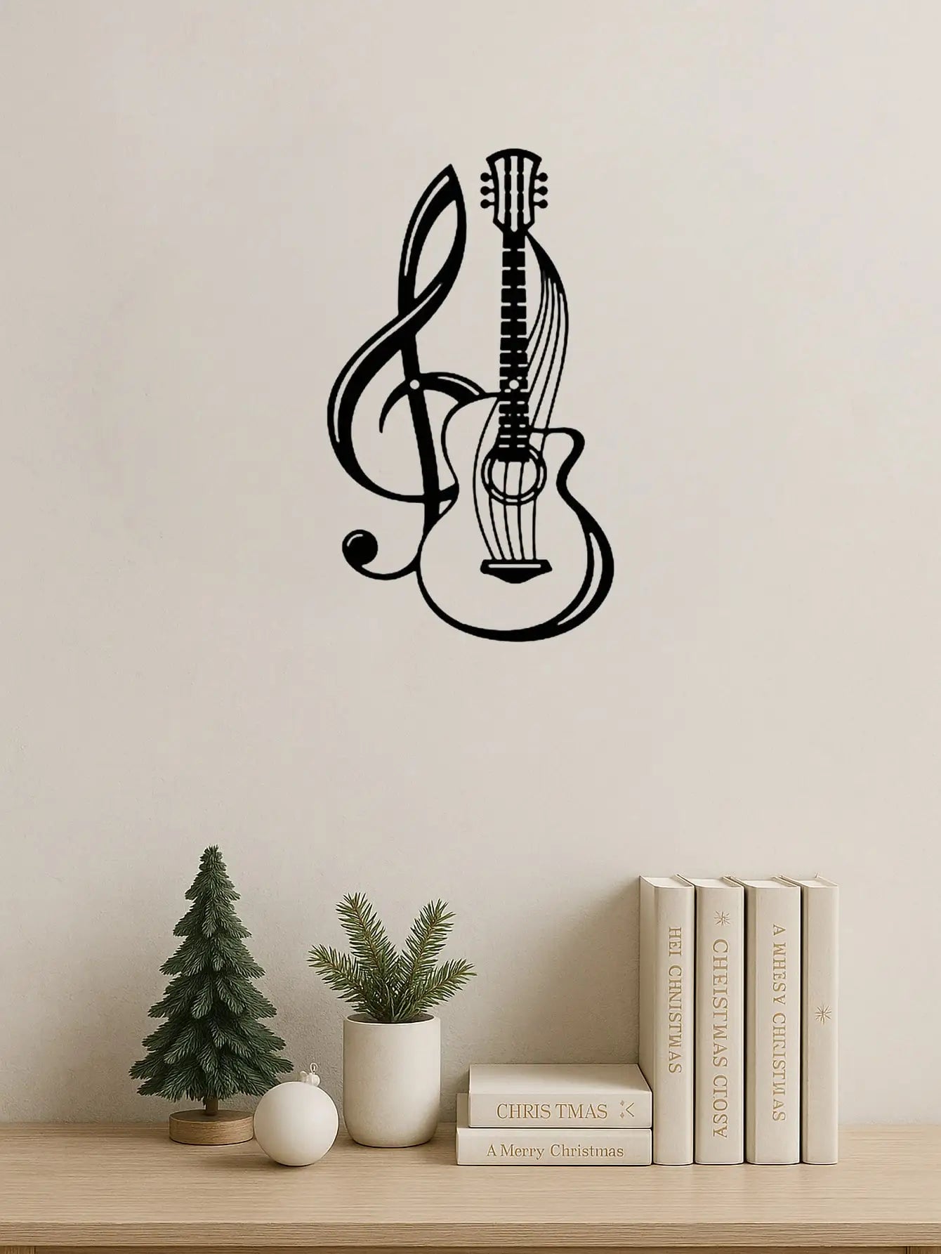 1PC Black Metal Guitar Wall Art (Wall Sculpture) |Creative Iron Hanging for Home | Music Lover Gift | Halloween & Christmas Gift