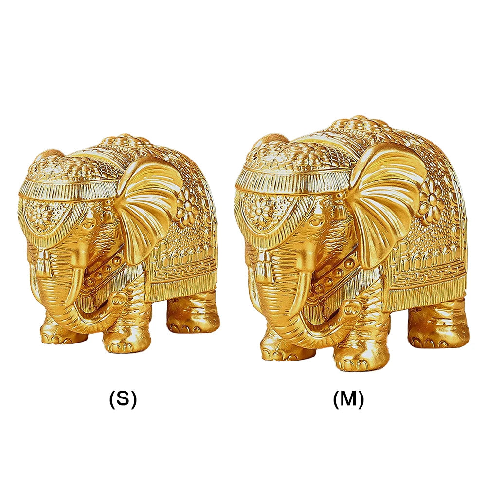 Gold Elephant Statue Wealth Lucky Elephant Figurine Bookshelf TV Stand Decor Elephant Statue Collectible Figurine Elephant Decor
