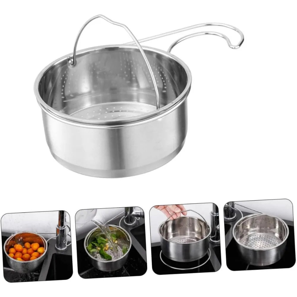 Stainless Steel Rice Washer Strainer Bowl Multi-Function Vegetable Strainer Handle for Kitchen Use Wear-Resistant Design for Wa