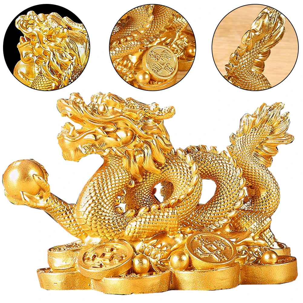 2024 Feng Shui Dragon Statue for Wealth and Good Luck Exceptional Dragon Statuette for Home and Office Decoration