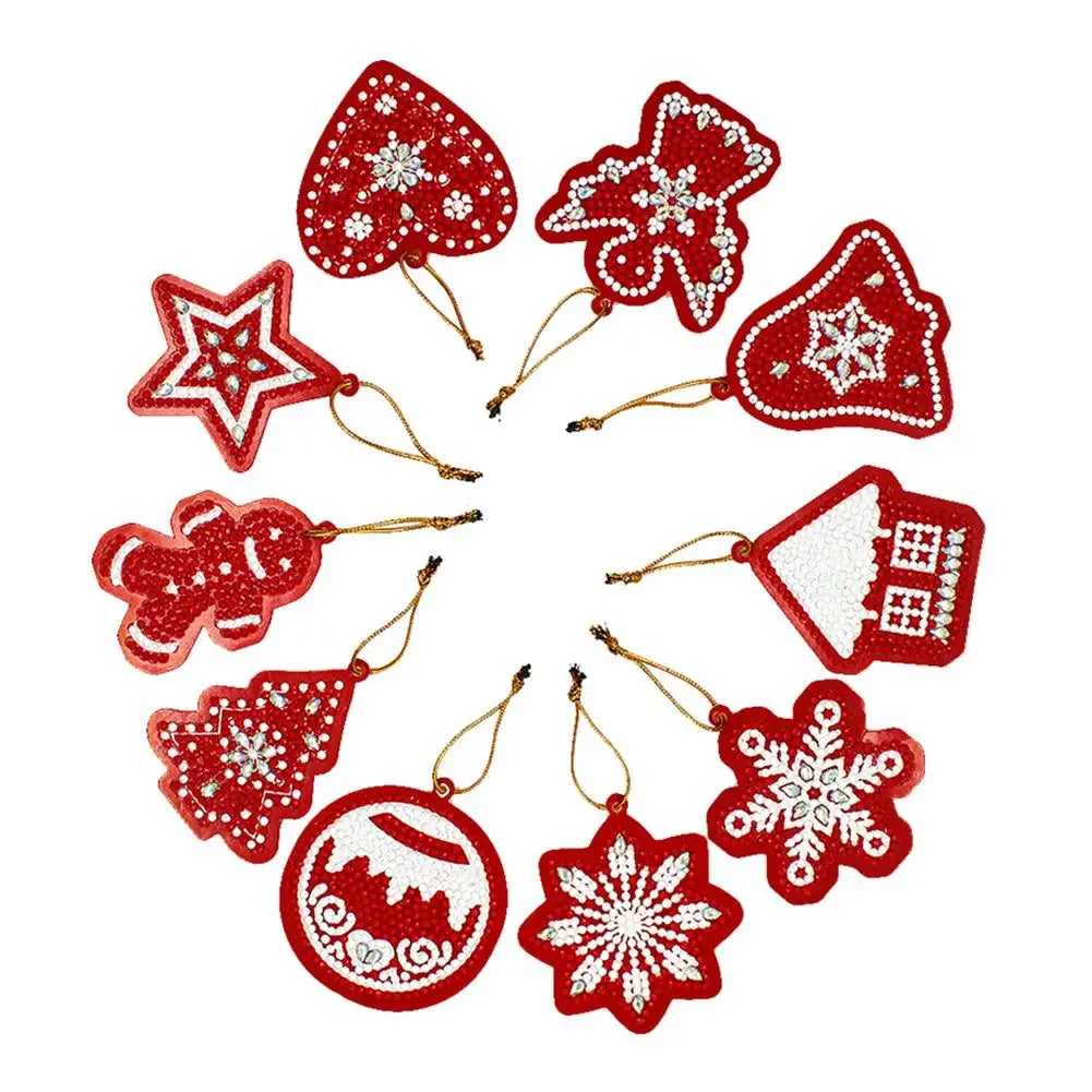 5/10Pcs/set Christmas Decor Diamond Painting Pendant Special-shaped Drill 5D DIY Hanging Ornament Spot Drill Cartoon Single Side