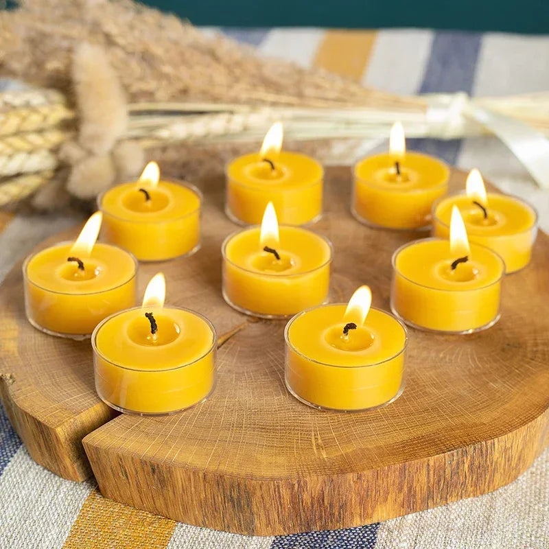 6/12Pack Beeswax Honey Candles for Ritual Tealight Candles Church Prayer Religous Prayer Candles Wholesale Decor Party Birthday