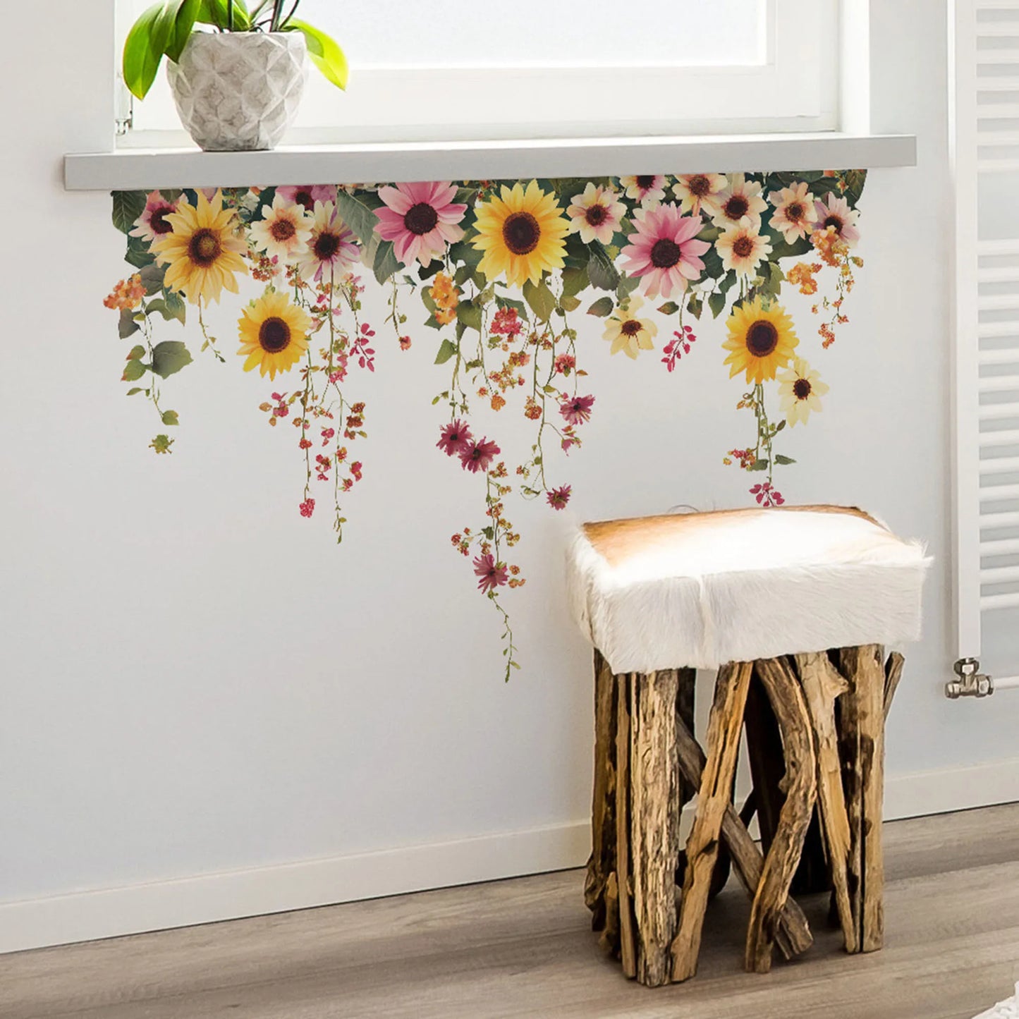 Floral and Foliage Wall Decals Peel and Stick Mural Art for Home Decor Bedroom Living Room Accent Wall Background Decoration