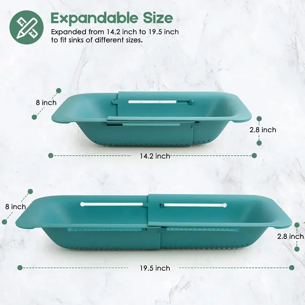 Collapsible Colander Kitchen Extendable Strainer Fruits Noodle Pasta Food Drain Basket Space-Saver Portable Drainer Over Sink