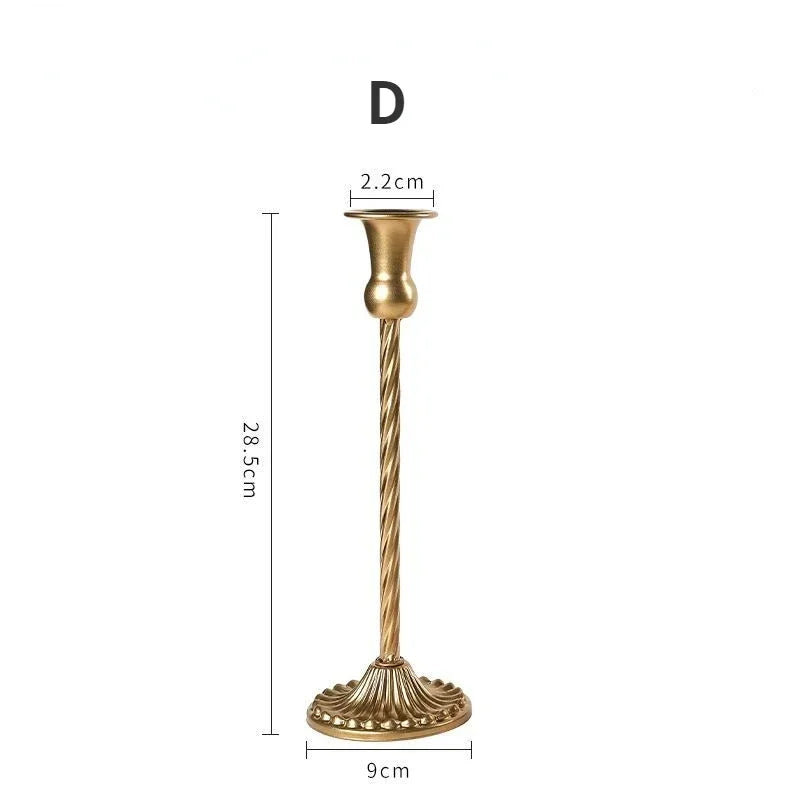 3pc Candlestick Holders Kit Brass Gold Candlestick Set Candle Holders Decorative Candlestick Stand for Wedding Party Dinning