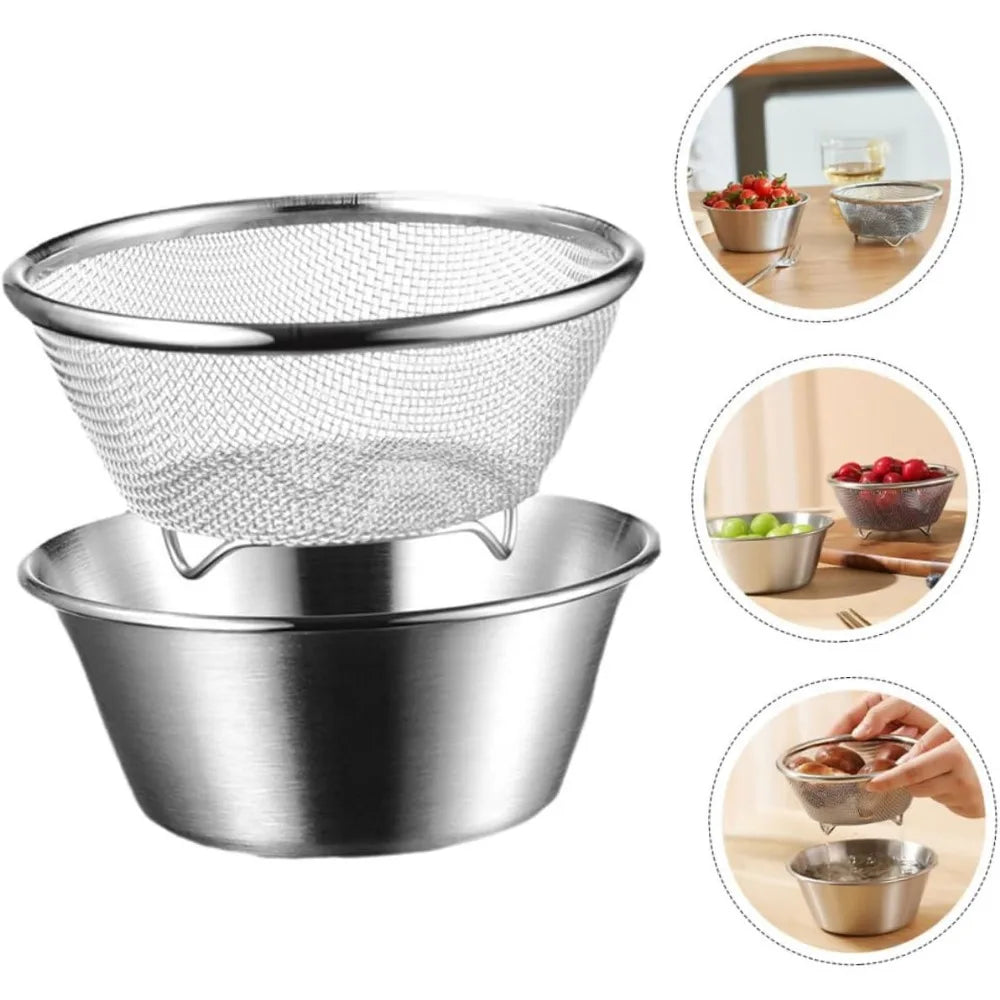 1Set Colander and Bowl Set Fruits Washing Basket Strainer for Kitchen Drainage Easy to Use for Rinsing Vegetables and Fruits