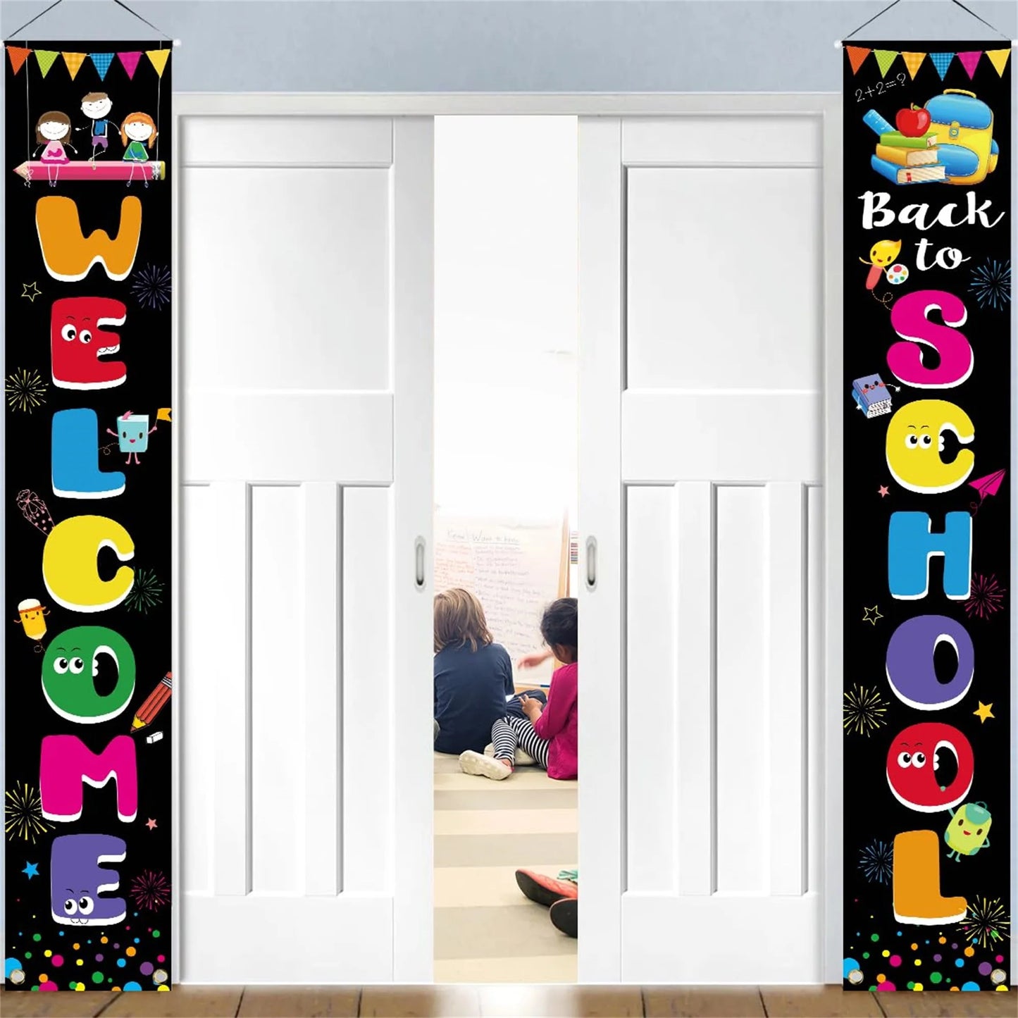 Rustic Back to School Wooden Sign with Hanging Rope for Classroom Front Door Decorations and Teacher Gifts