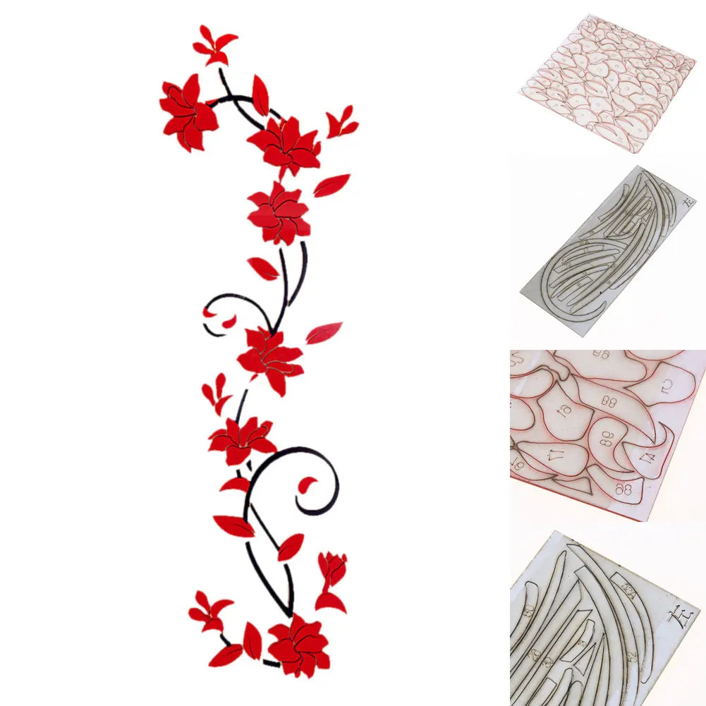 Rose Flower Acrylic 3D Acrylic Crystal Wall Stickers for Porch Corridor TV Background Wall Flower Decor Living Room Wall Sticher