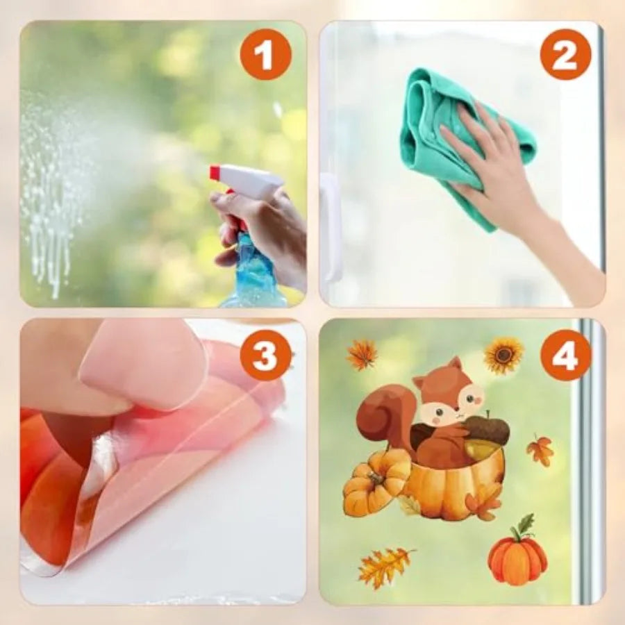 150 Pcs Fall Window Clings for Thanksgiving Decorations Autumn Seasonal Window Stickers with Pumpkins and Maple Leaves Ideal fo