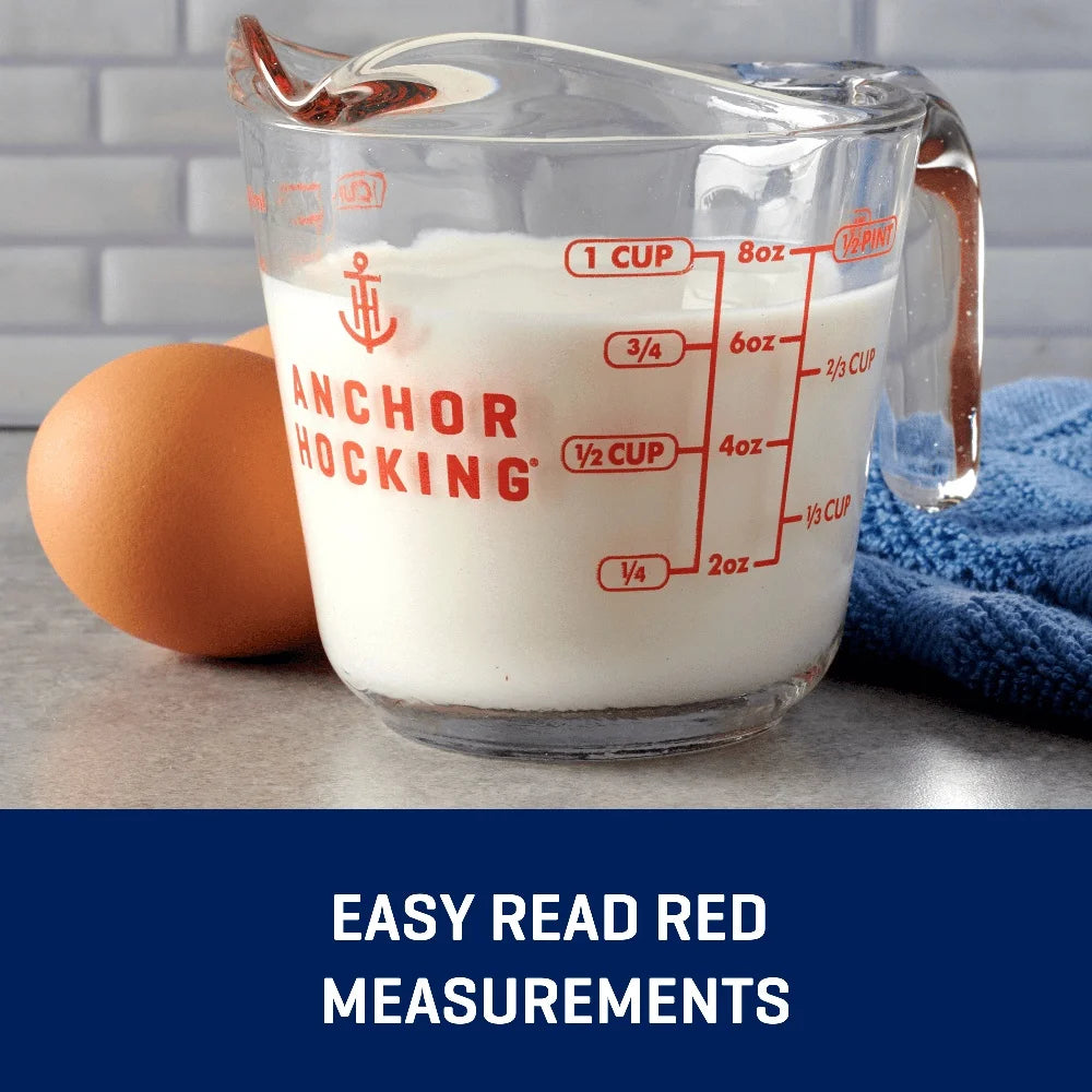 2 Pack Glass Measuring Cups 8oz Oven Microwave Dishwasher Safe Etched Metric Imperial Lines Easy Pouring Kitchen Tool