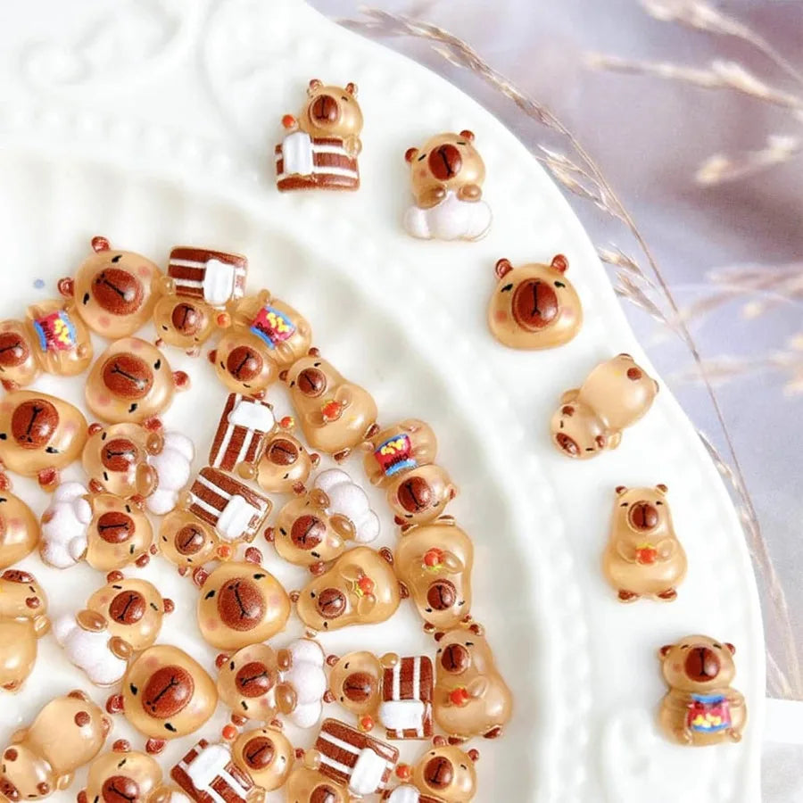 110PCS Mini Resin Capybara Decor for Dollhoe Resin Tiny Animals Figures to Hide Cute capibaras Gifts for Crafts Micro Miniature