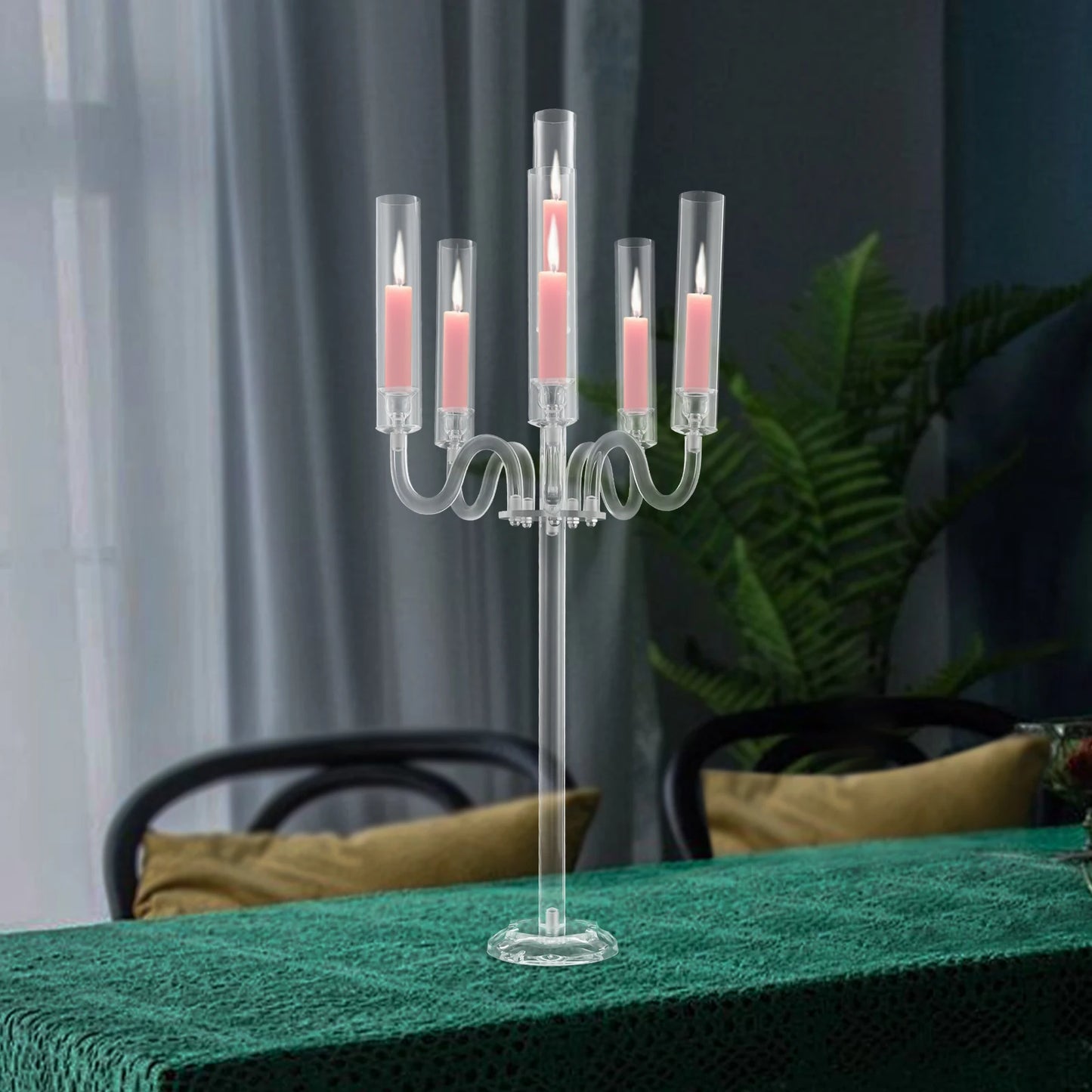 6 Arm Acrylic Candle Holder, Candle Holder for Wedding Party, Candle Holder