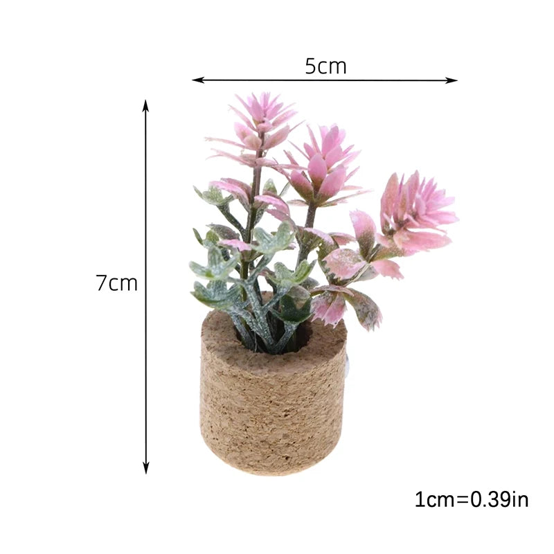 1:12 Dollhouse Simulation Flower Plant Potted Model Doll Home Miniature Green Plants Garden Decor Micro Landscape Ornament