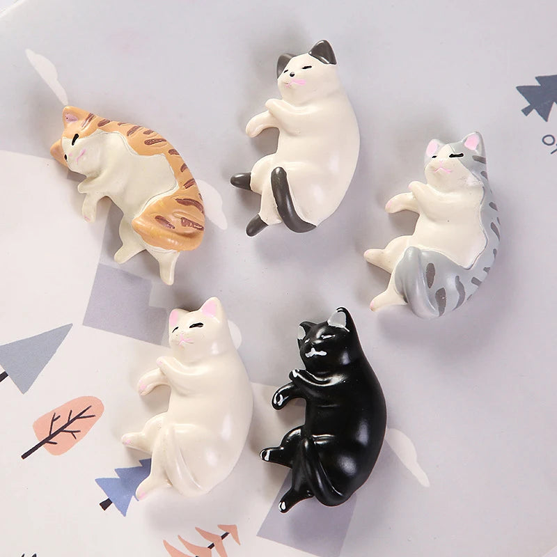 6pcs Kawaii Resin Mini Sleeping Cat Mini Figures Miniature Things Statues Dollhouse Room Home Decor Items Desk Accessories