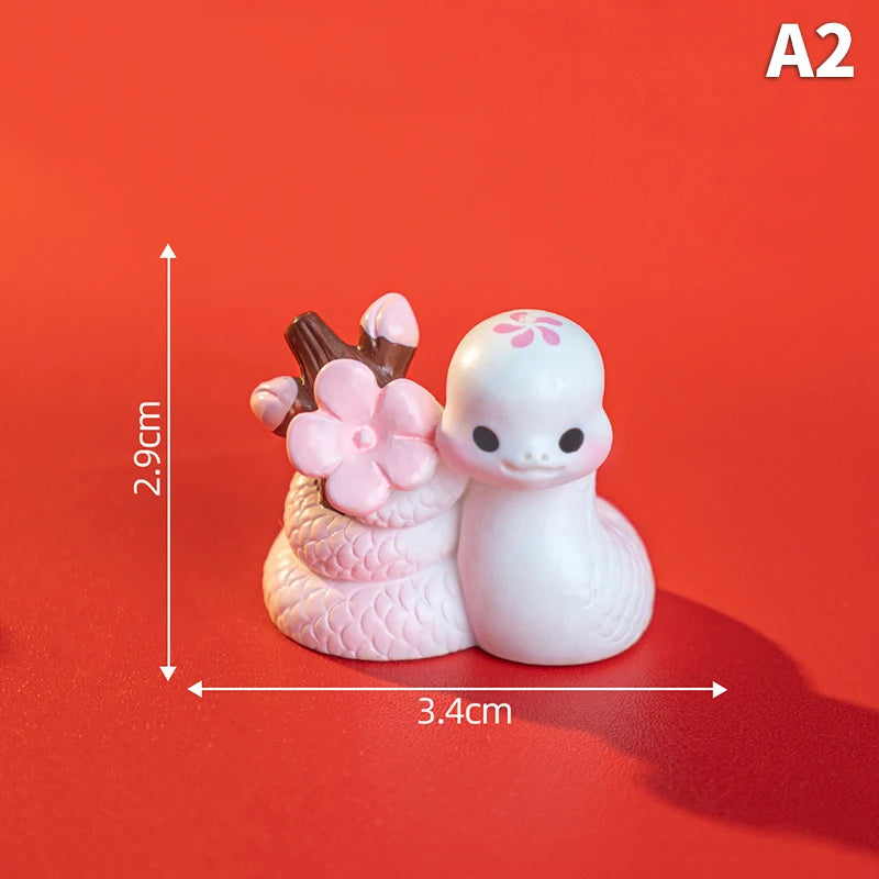 2025 Year Of The Snake Ornament Cartoon Lucky Snake Figurine Micro Landscape Car Interior Home Desktop Decoration