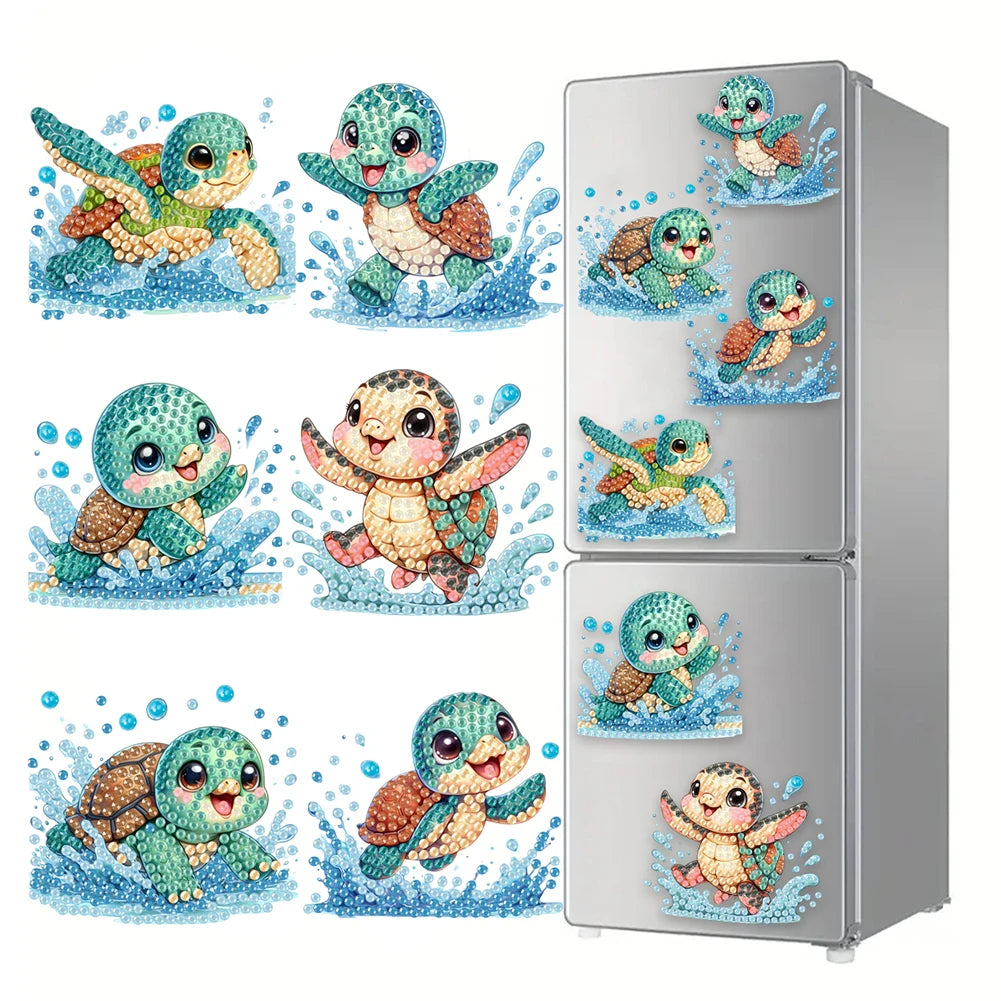 6Pcs Acrylic Beach Diamond Painting Refrigerator Magnet Diamond Painting Fridge Magnet DIY Fridge Stickers for Car Mailbox Decor