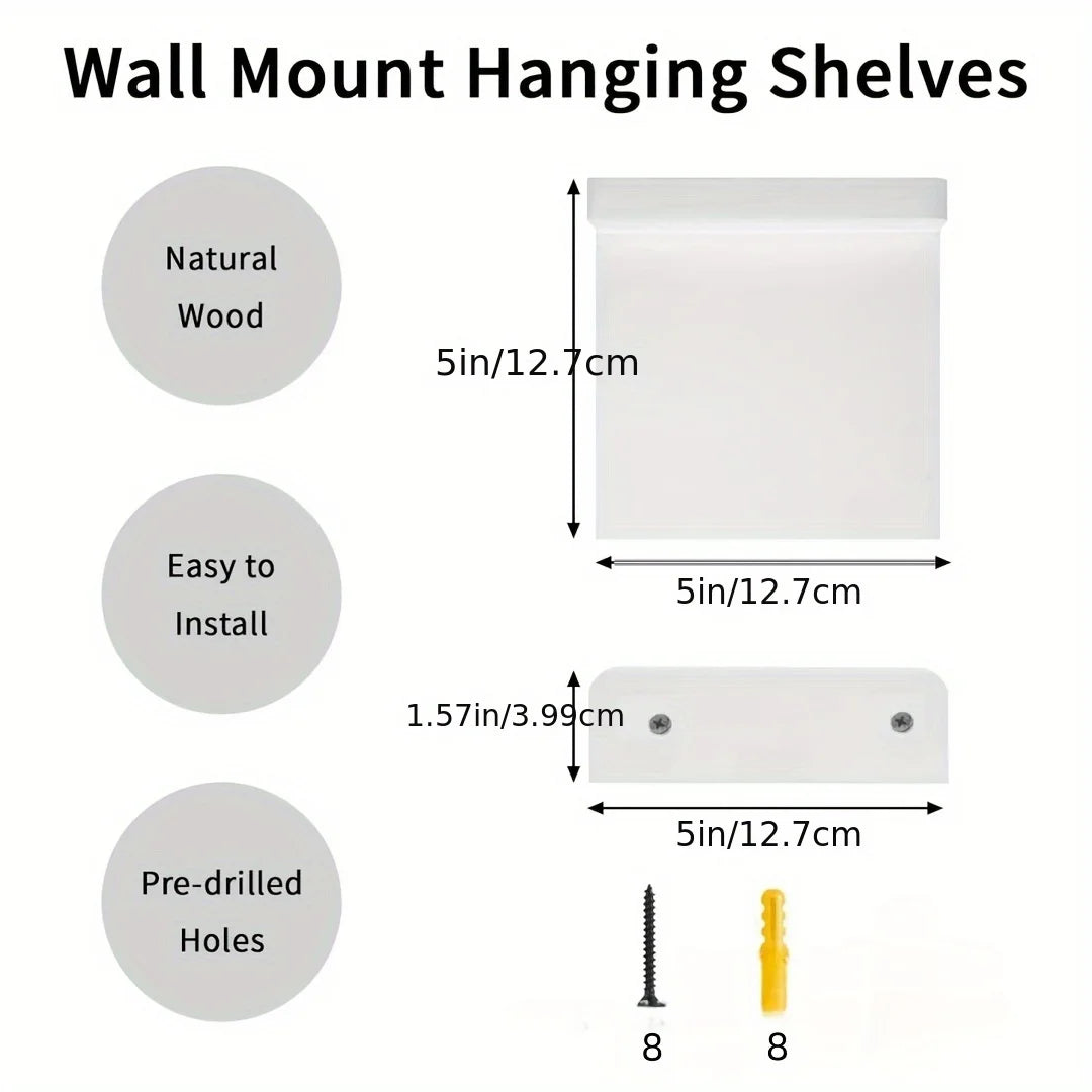 4pcs wooden wall mounted flower racks with simple design, wall storage rack, living room, bathroom, bedroom decoration rack