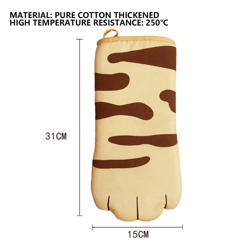 1Pc Cute Cat Paws Oven Mitts Cartoon Anti-Scald Microwave Heat Resistant Insulation Non-Slip Kitchen Cooking Gloves Baking Tool