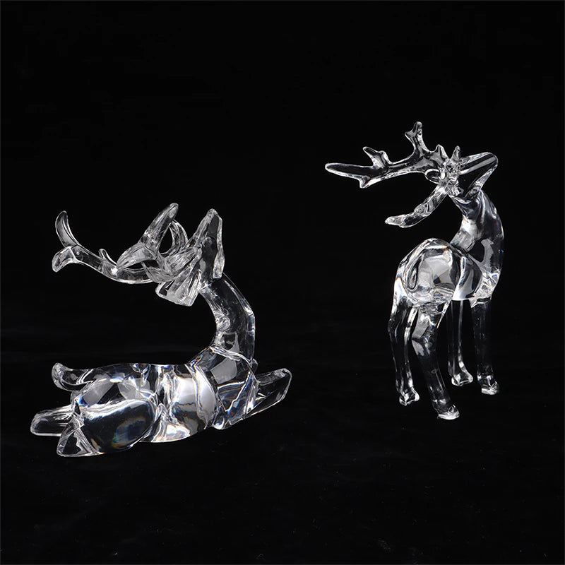 1Pc Crystal Deer Figurines Desktop Ornament Room Decor Transparent Elk Reindeer Sculpture Home Office Decoration