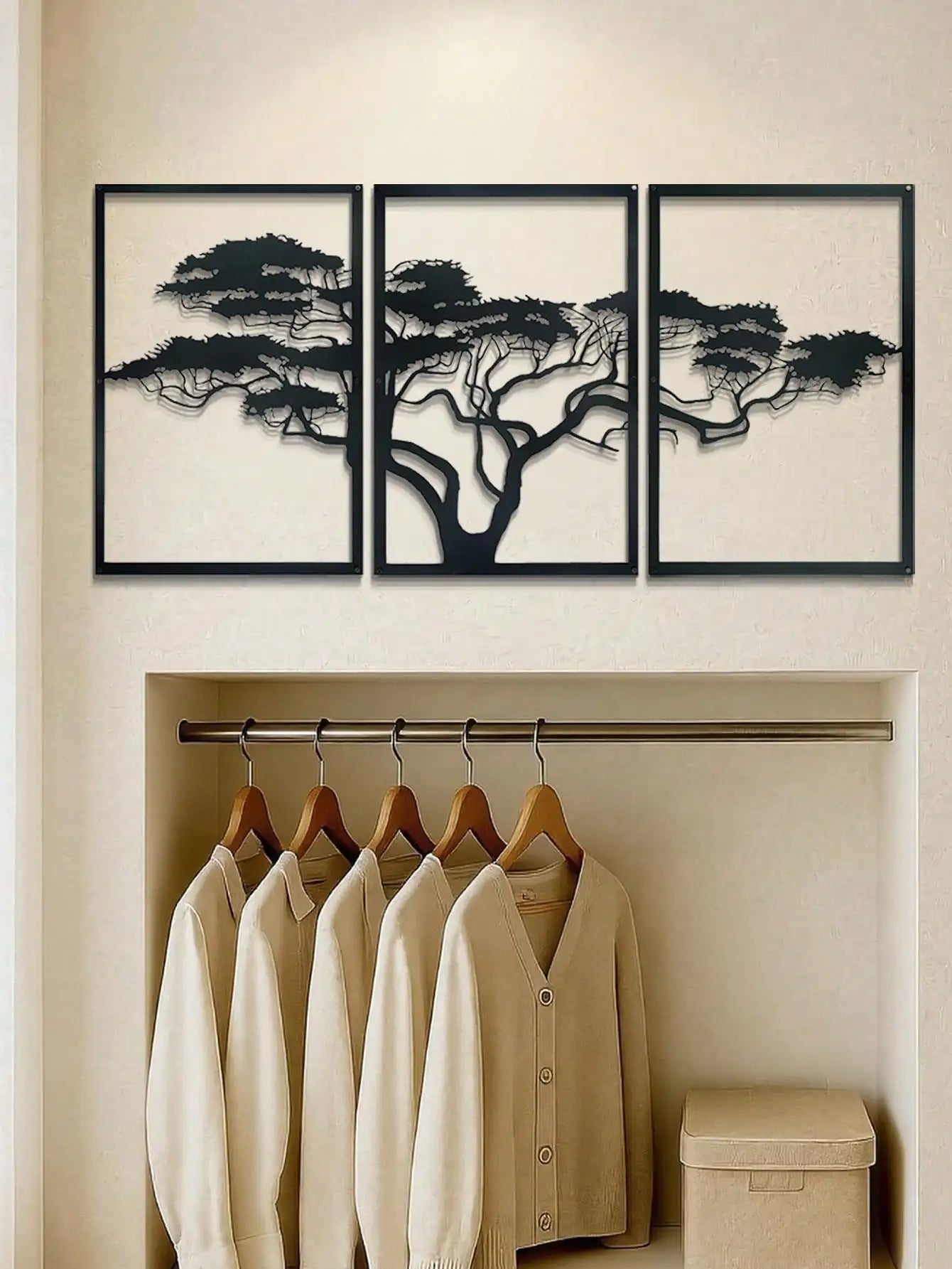 Premium 3-Piece Tree of Life Metal Wall Art Set - Elegant Black Bohemian Wall Decor for Living Room, Bedroom, Office, Bathroom
