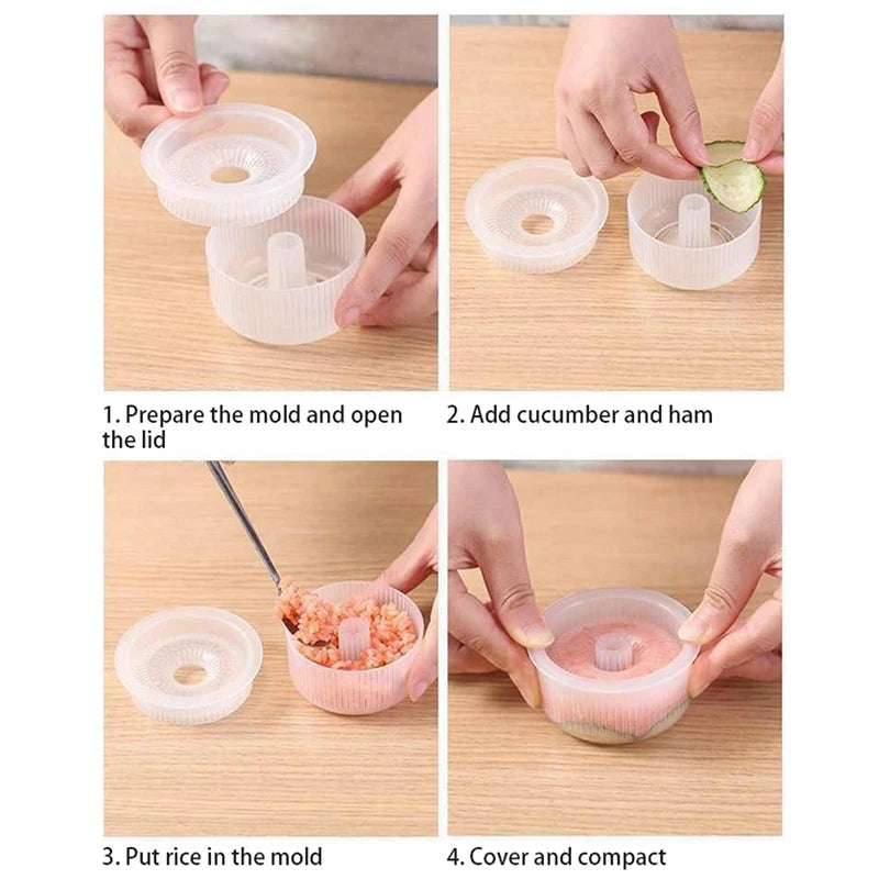2PCS Creative Sushi Donut Shape Maker Rice Ball Mold Home Non-Stick Rice Mold